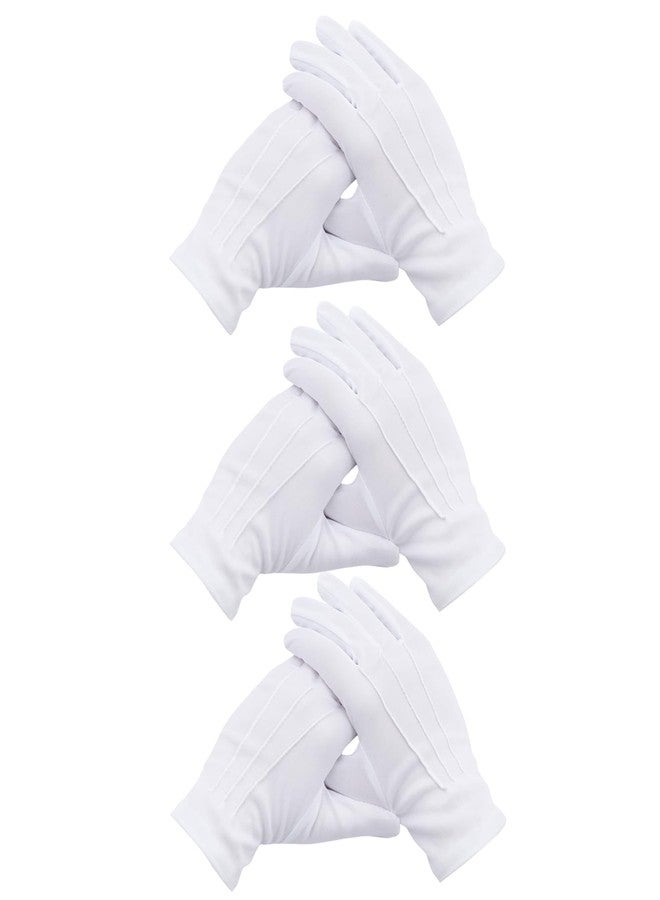 Vonokee Parade 3 Pairs White Uniform Gloves - Formal Tuxedo Costume Honor Guard Police Server Funeral Gloves - Image 1